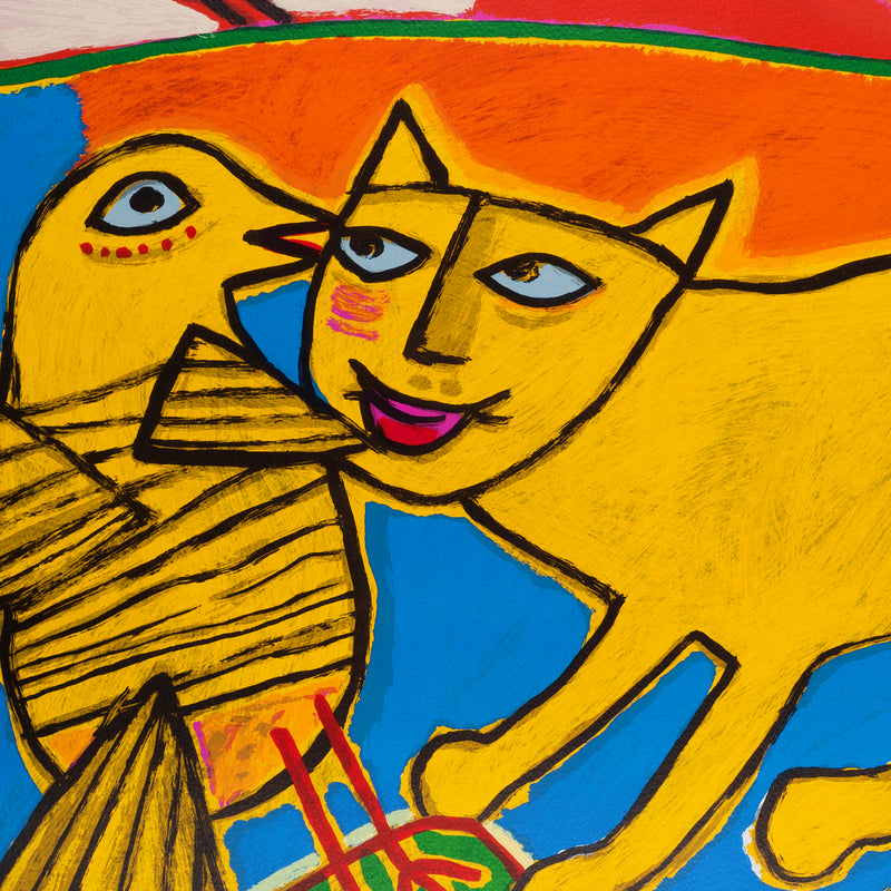 Corneille, 'Jeu entre chat et oiseau'; 1994-zoom-