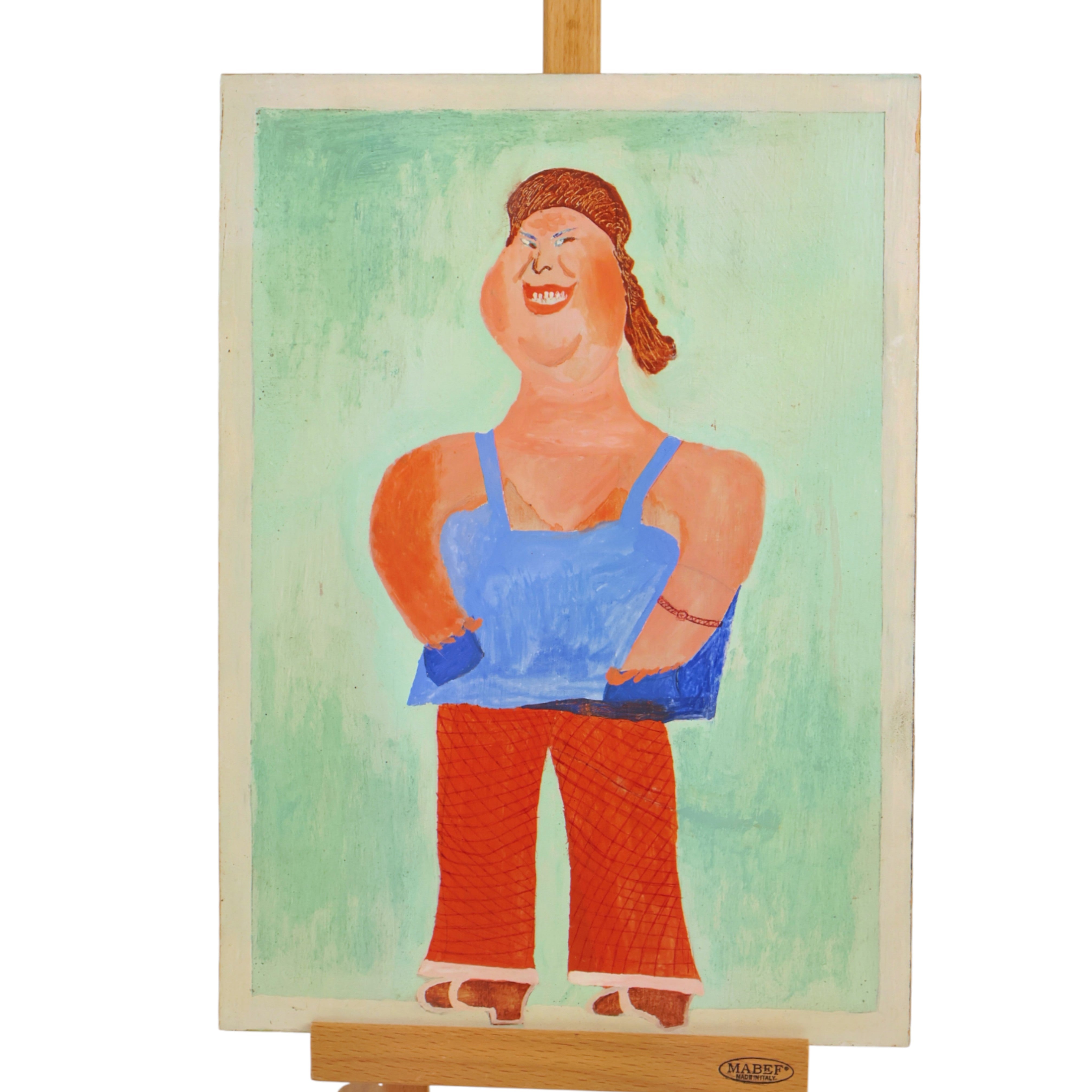 Jan Strijbos, 'Zware vrouw met oranje broek en blauw truitje', 1960-1980
