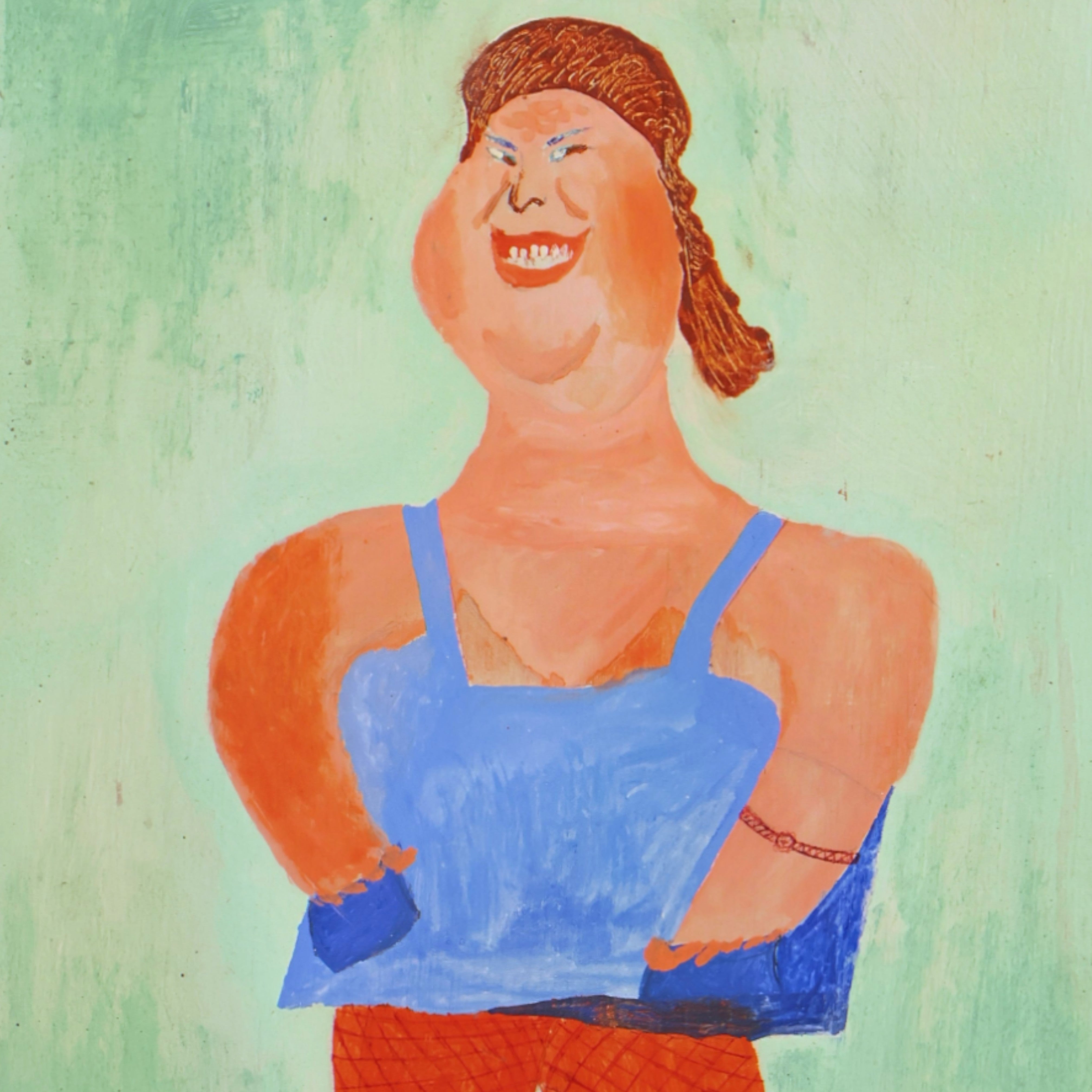 Jan Strijbos, 'Zware vrouw met oranje broek en blauw truitje', 1960-1980