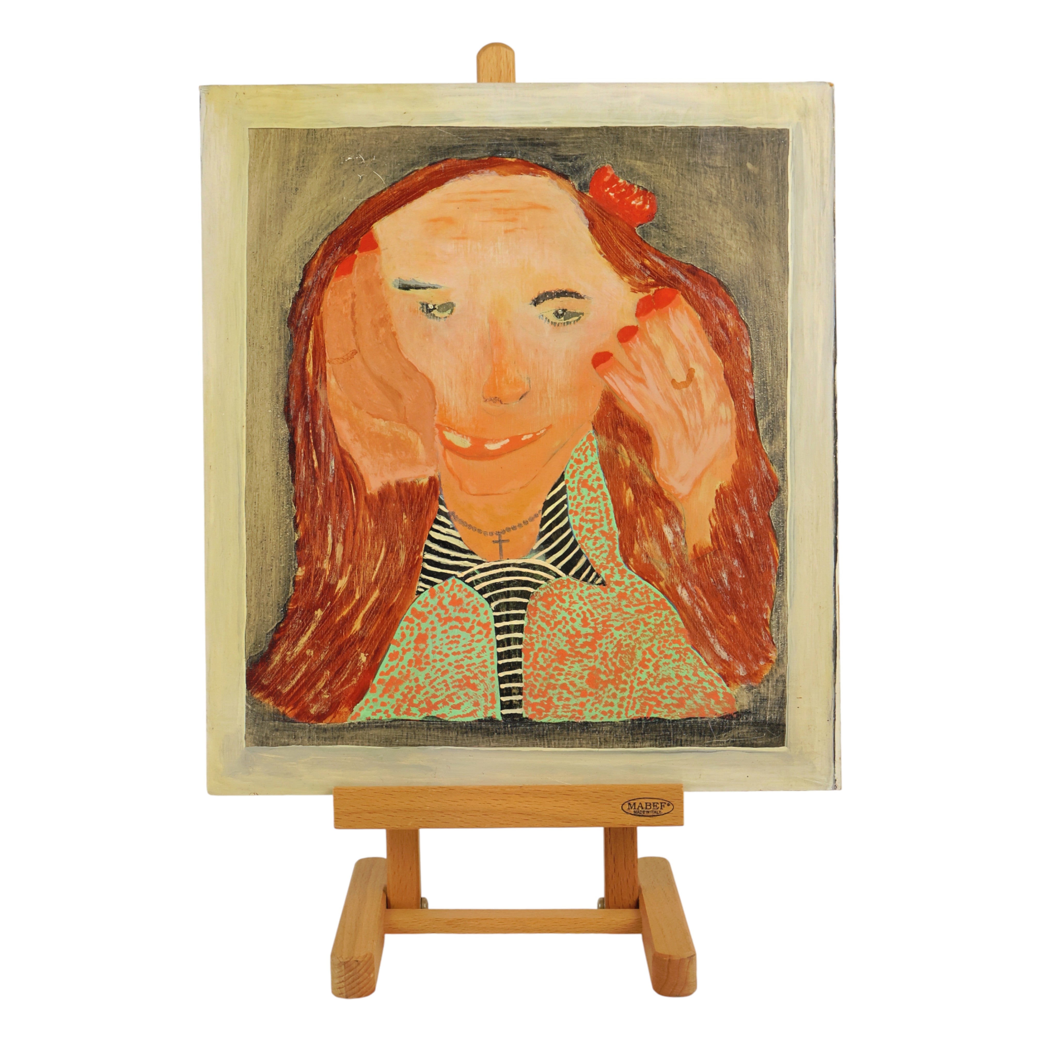 Jan Strijbos, 'Vrouw met lang haar en kruisje om de hals, het hoofd steunend in haar handen', 1960-1980-zoom-1
