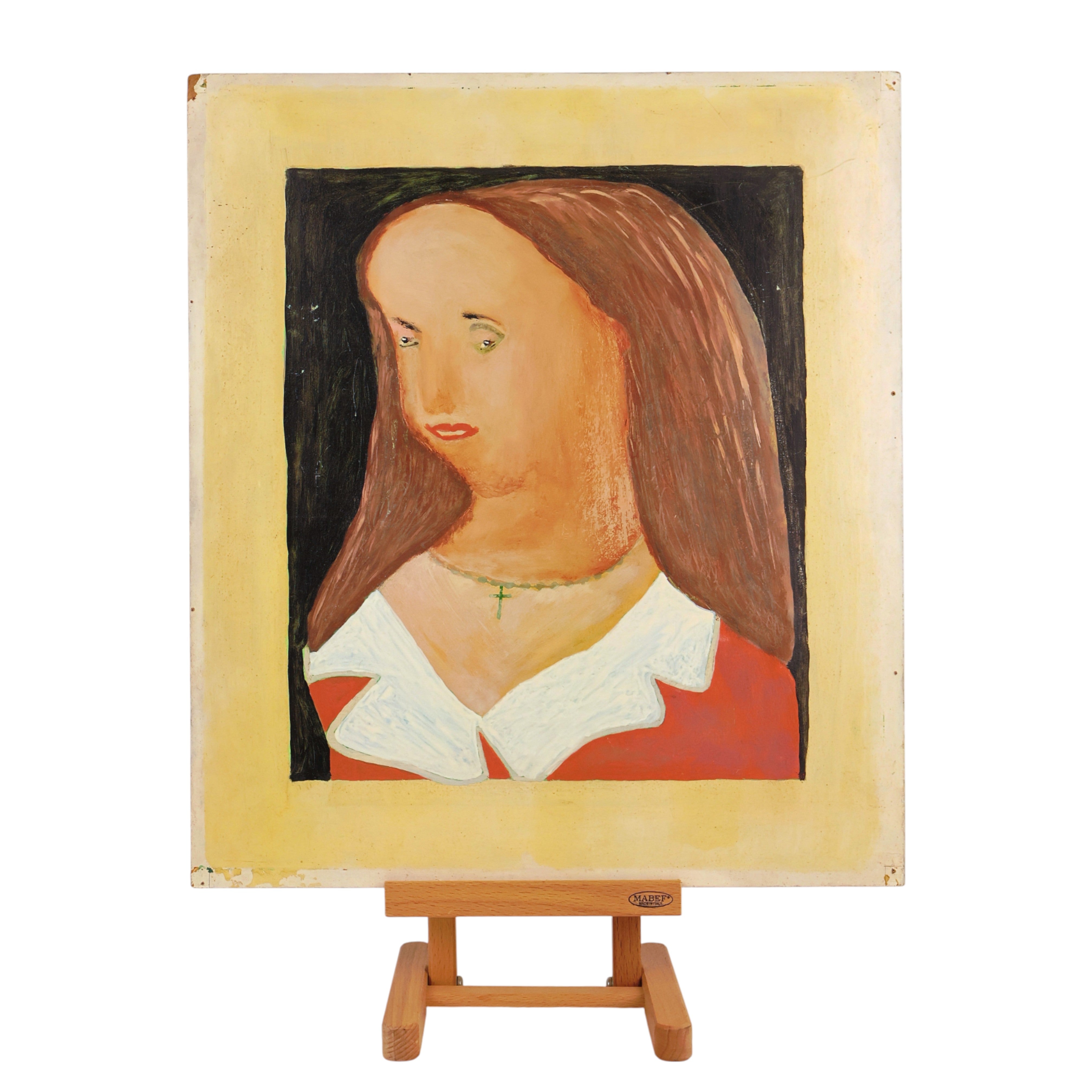 Jan Strijbos, 'Vrouwenportret met lang haar en kruisje om de hals', 1960-1980