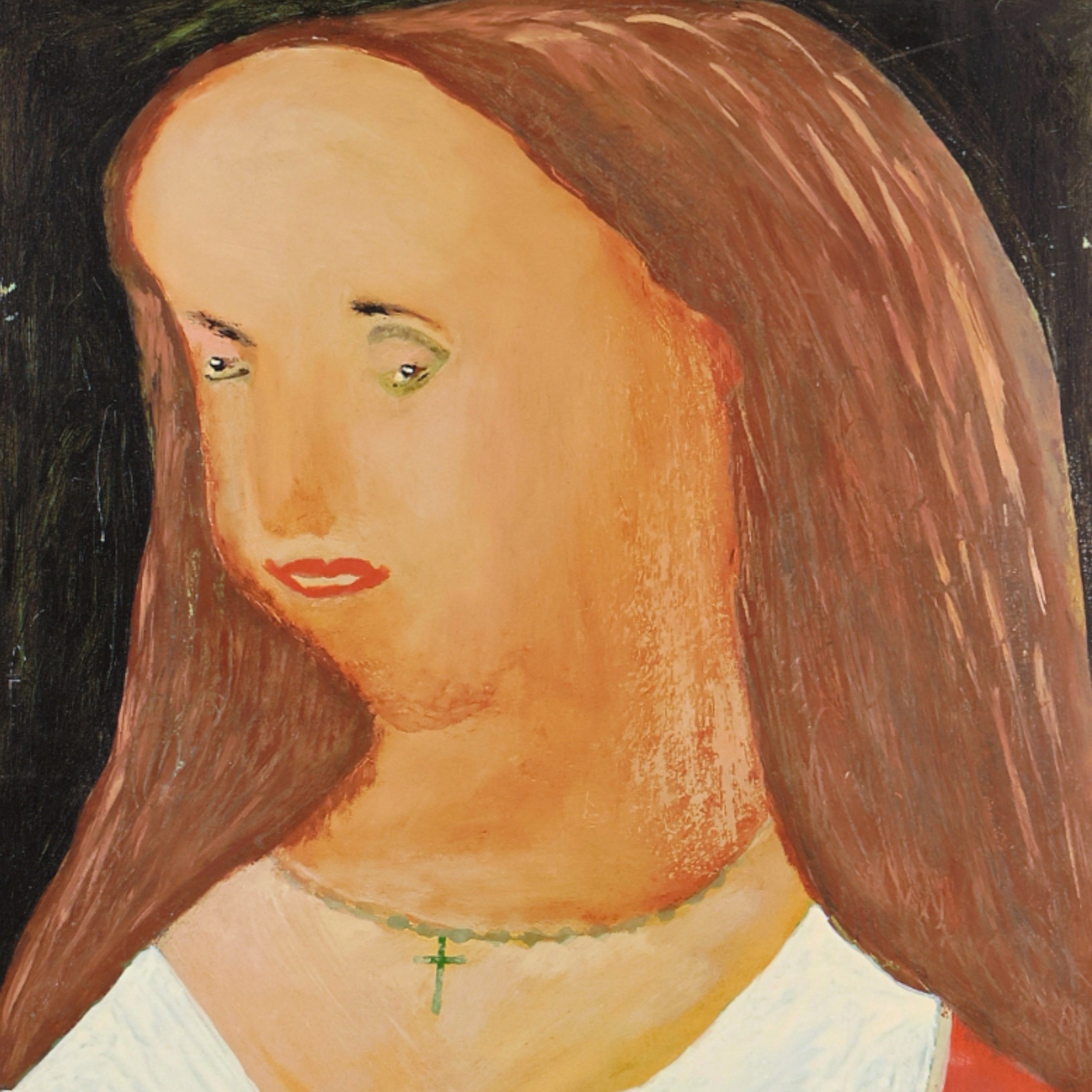Jan Strijbos, 'Vrouwenportret met lang haar en kruisje om de hals', 1960-1980