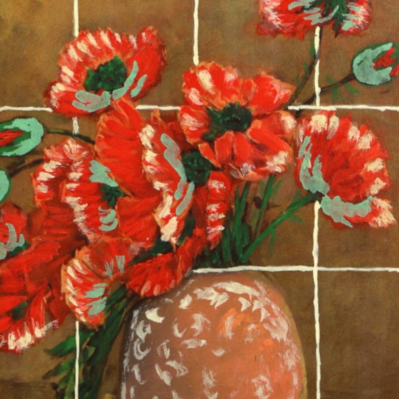 Jan Strijbos, 'Vaas met rode papavers', 1970-1980