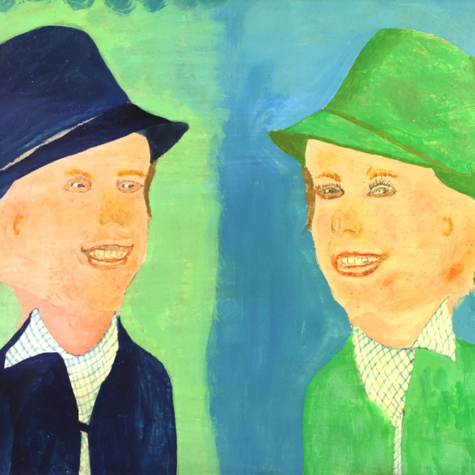 Jan Strijbos, 'Twee portretkoppen met hoeden', 1960-1980