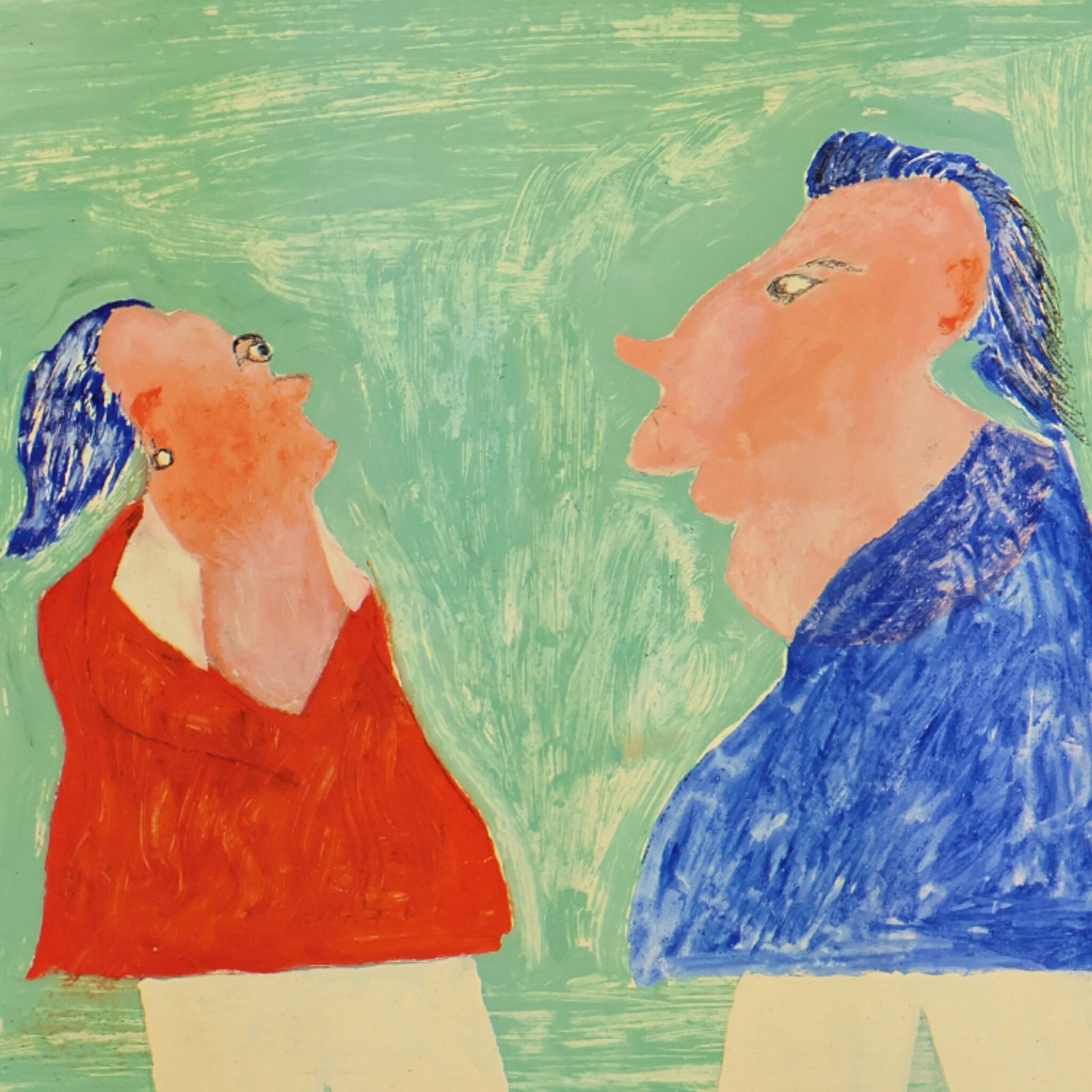 Jan Strijbos, 'Vrouw en man met Hare Krishna-kapsel', 1970-1980-2