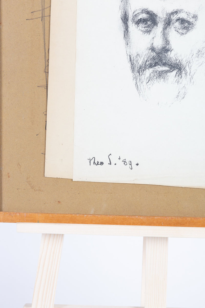 Theo Swagemakers, Portret in houtskool, 1989-zoom-