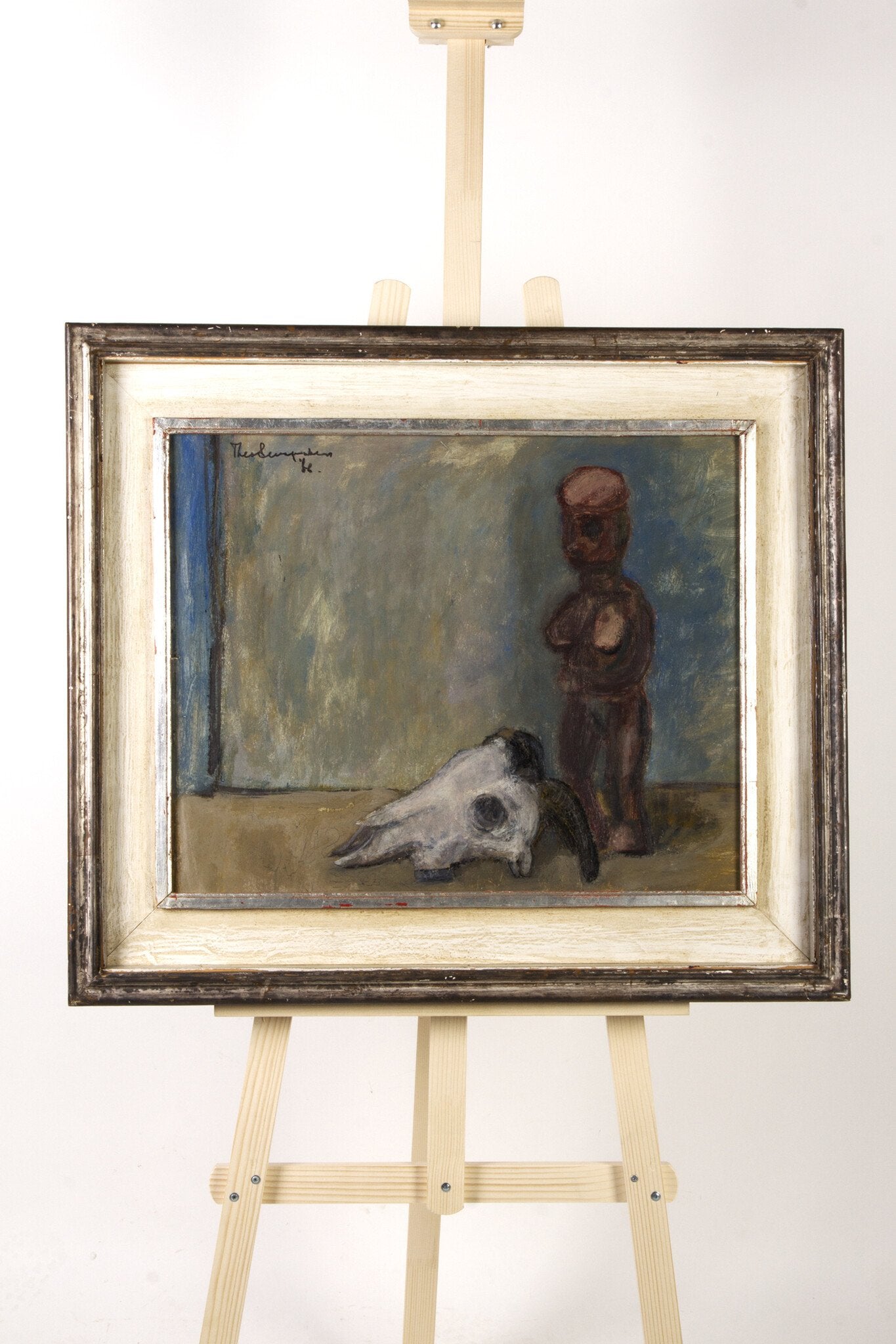 Theo Swagemakers, 'Stilleven houten beeld met schedel', 1966-zoom-3