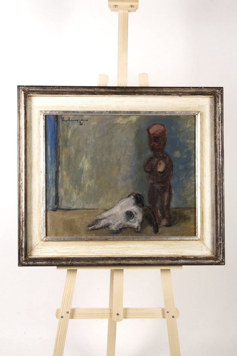 Theo Swagemakers, 'Stilleven houten beeld met schedel', 1966-zoom-