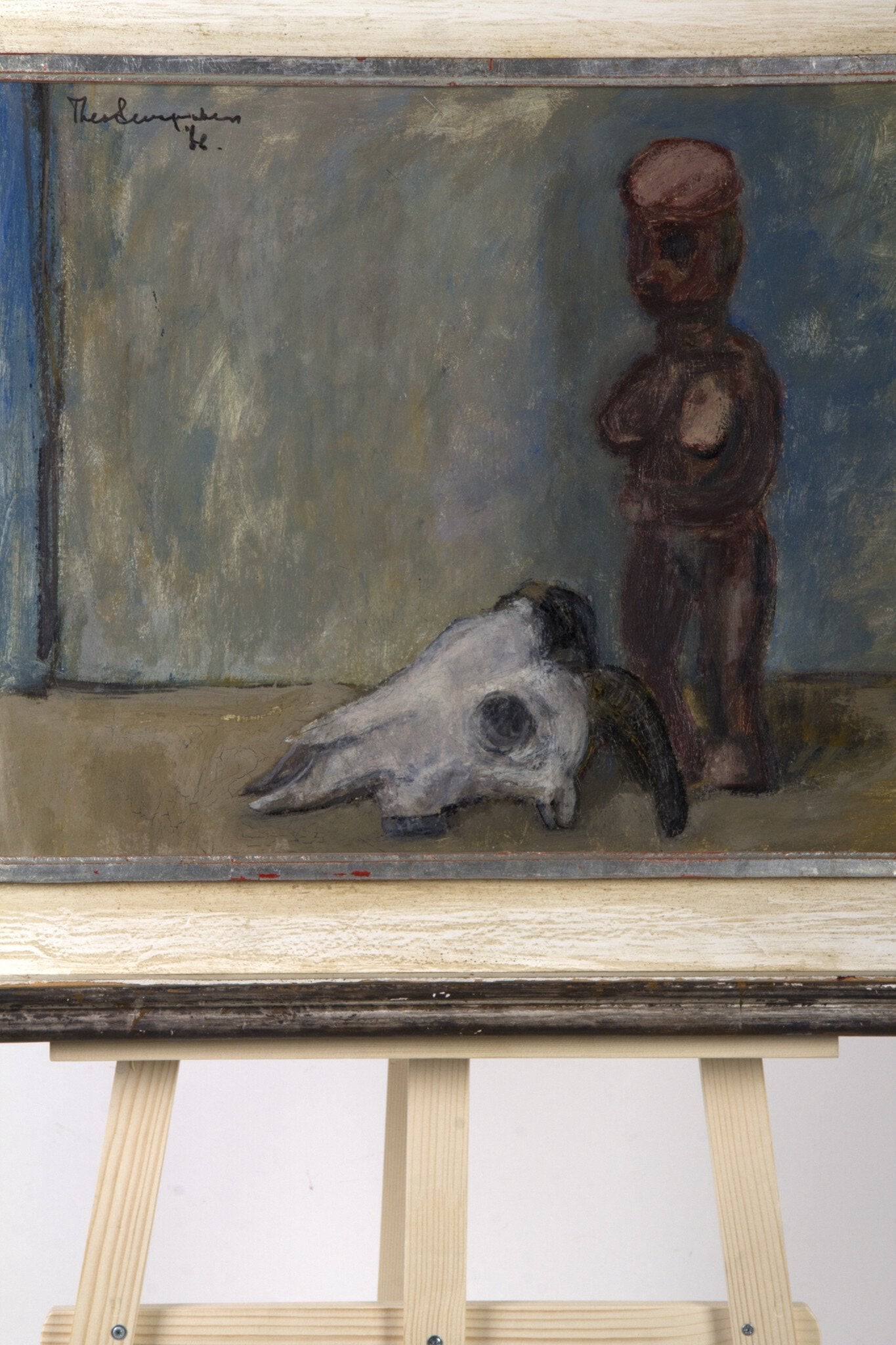 Theo Swagemakers, 'Stilleven houten beeld met schedel', 1966-zoom-2