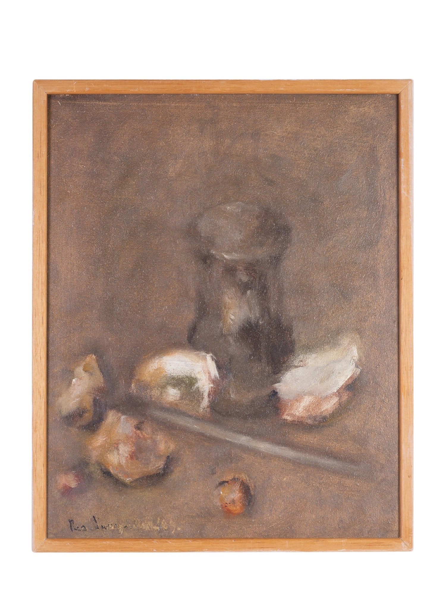 Theo Swagemakers, 'Stilleven tinnen kan met oesters', ca. 1960-90