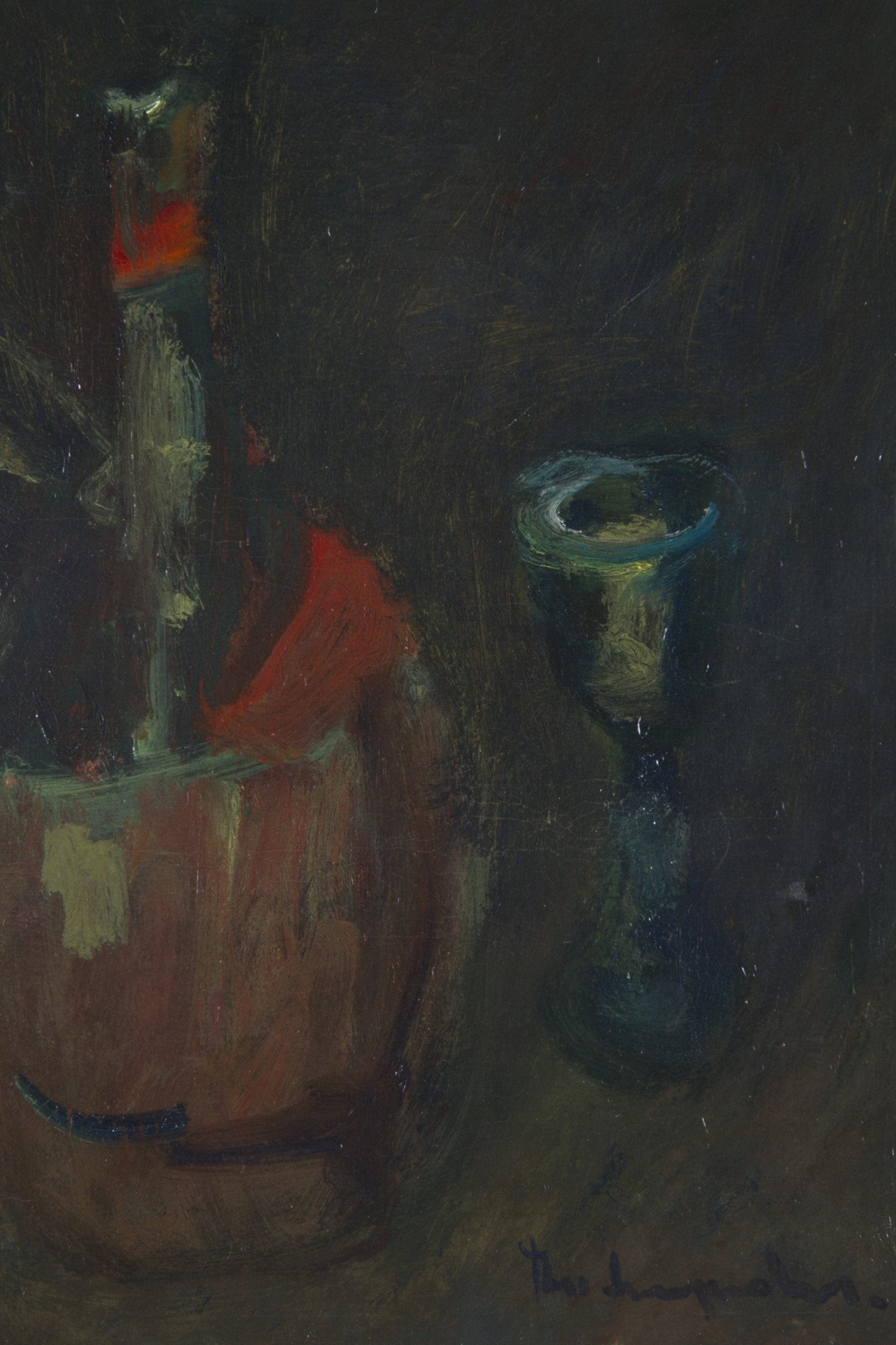 Theo Swagemakers, 'Stilleven Chiantifles met glas', 1930