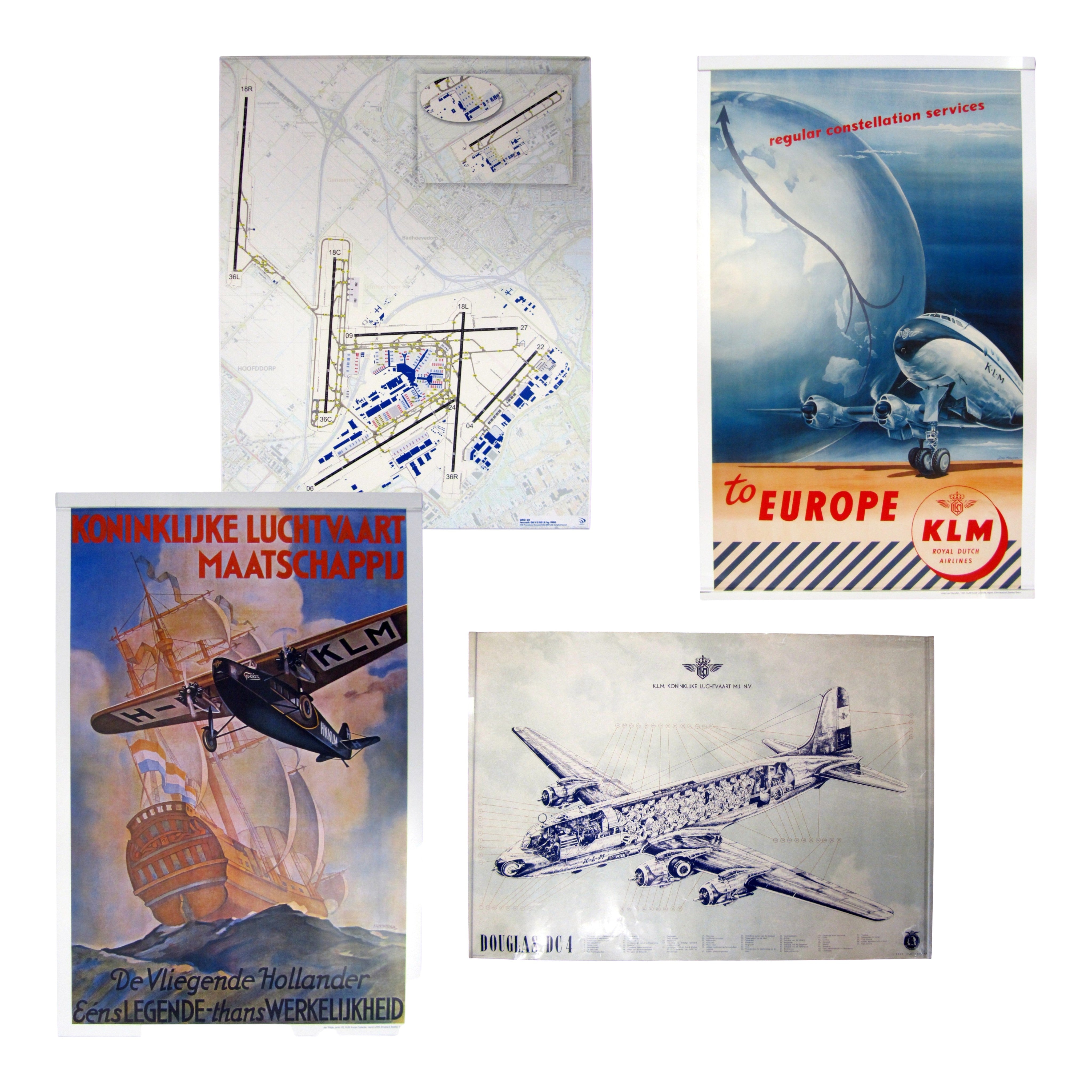Vier luchtvaartposters, 20ste eeuw