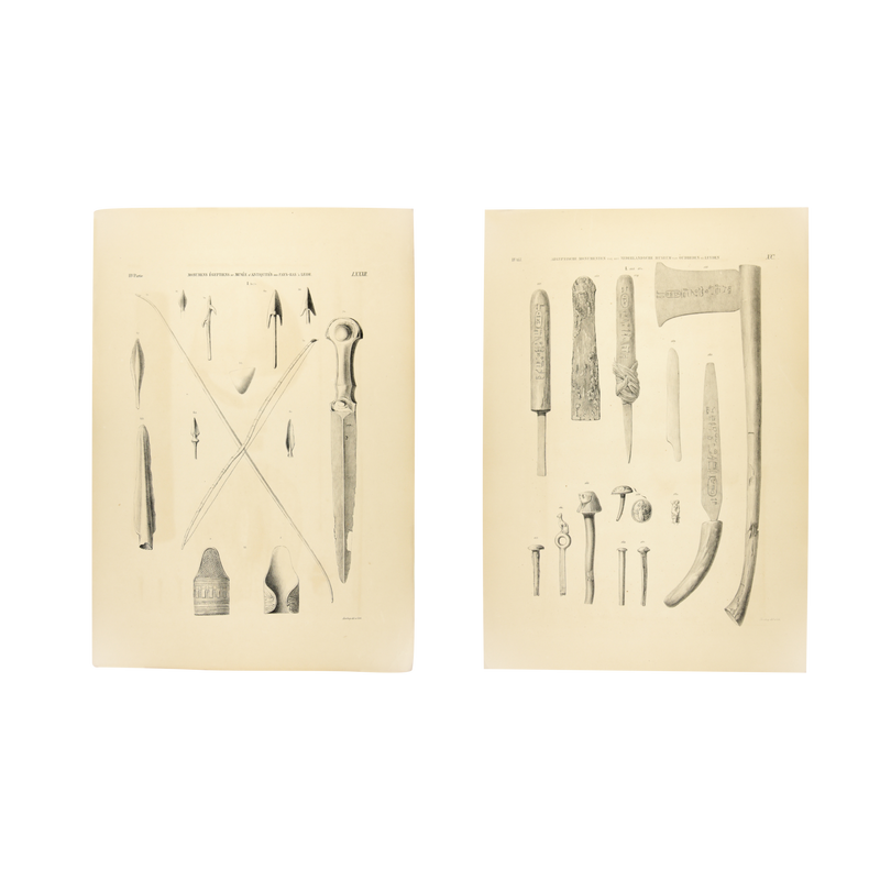 Litho's van Egyptische wapens en gereedschap-zoom-