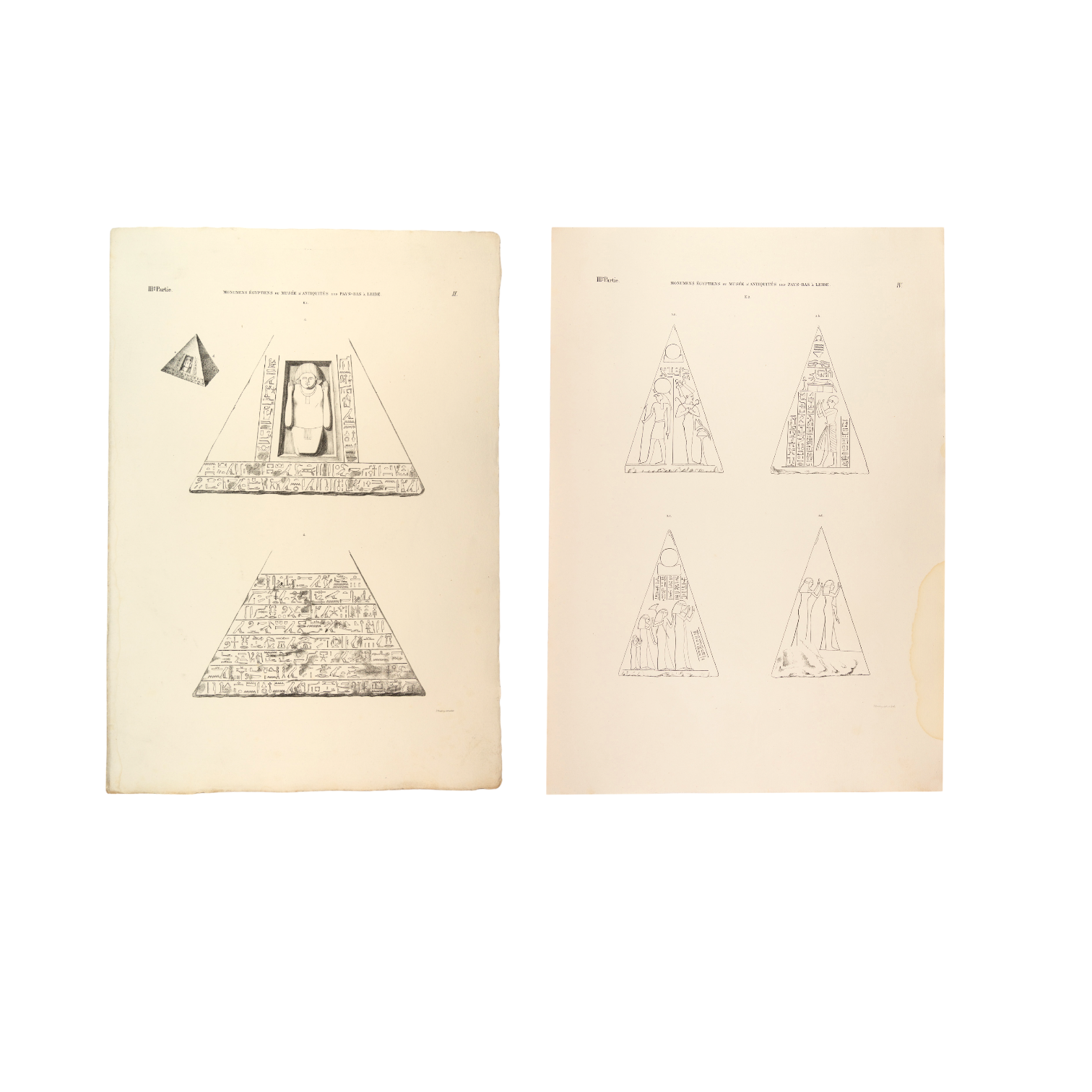 Twee litho's met Piramidion