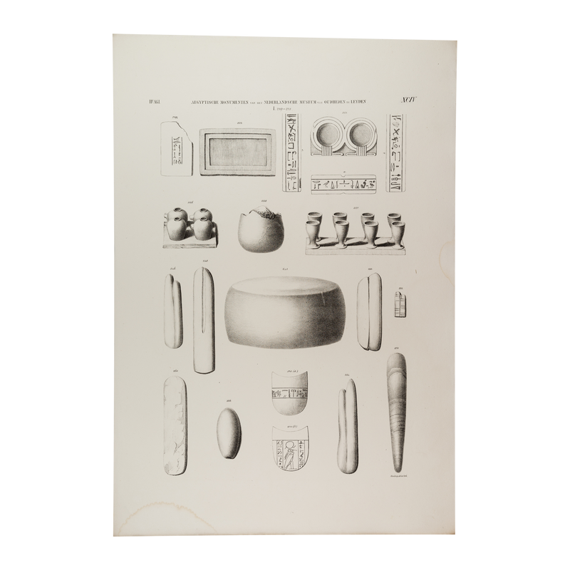 Litho van Egyptische gebruiksvoorwerpen, 1840-zoom-