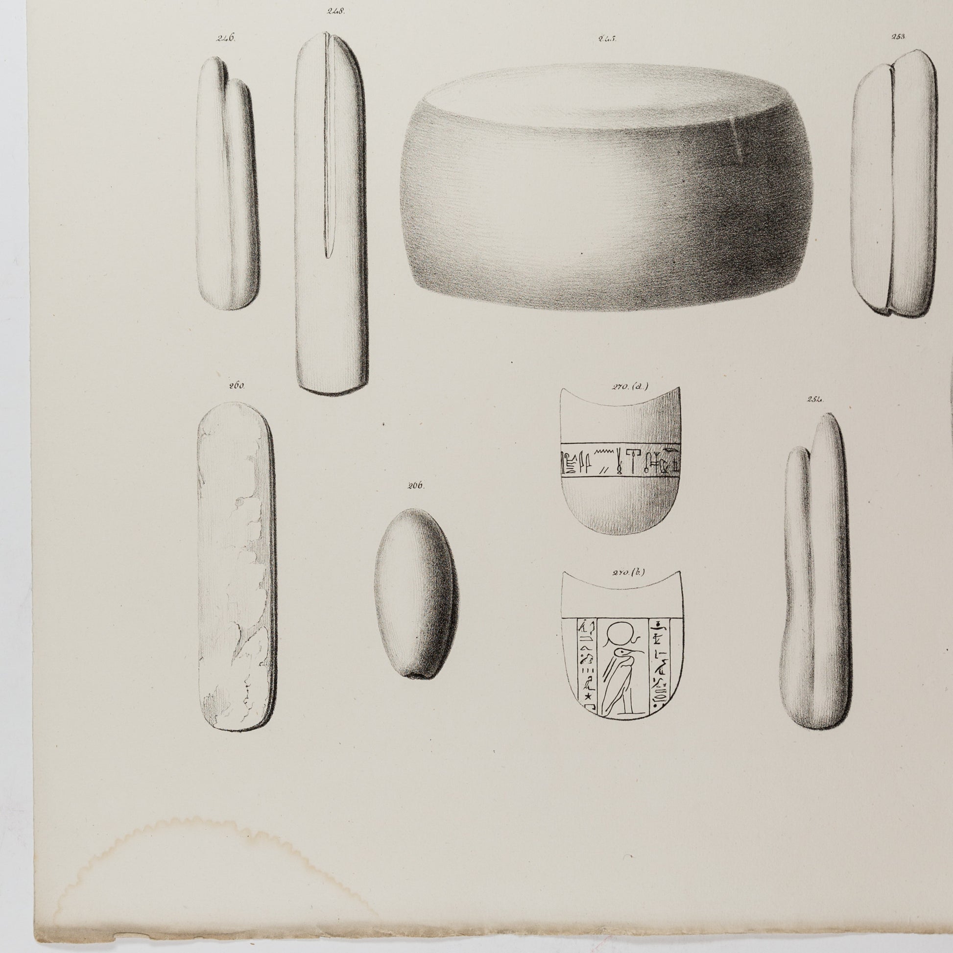 Litho van Egyptische gebruiksvoorwerpen, 1840-3