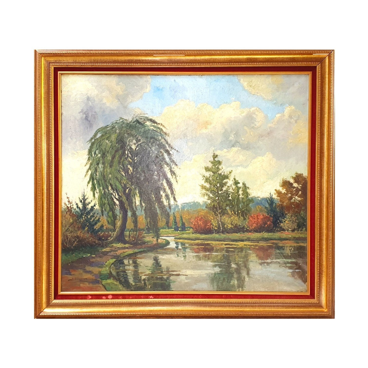 An(toon) Jacobus Hovens, 'Vijverlandschap', ca 1940-1950-1