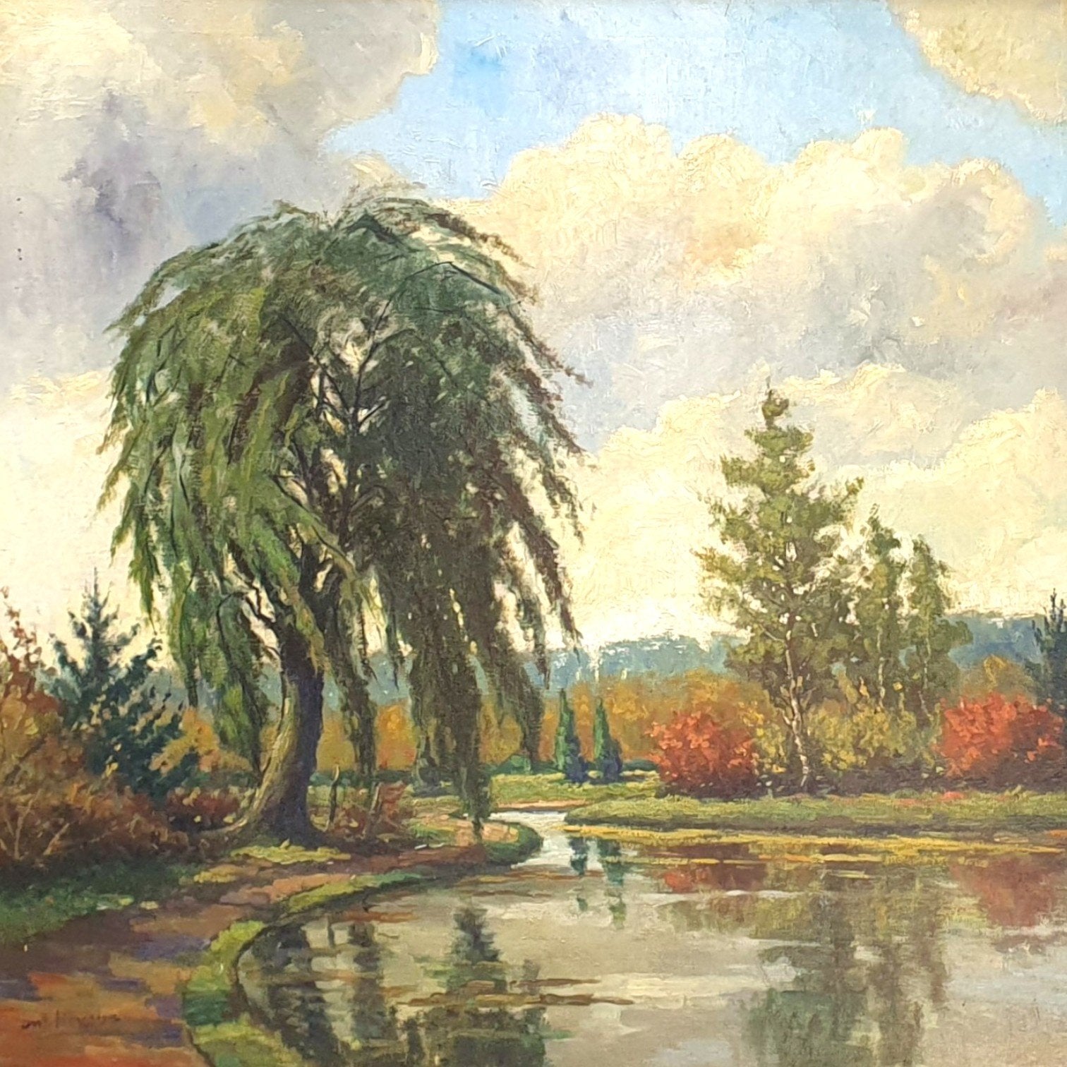 An(toon) Jacobus Hovens, 'Vijverlandschap', ca 1940-1950-2